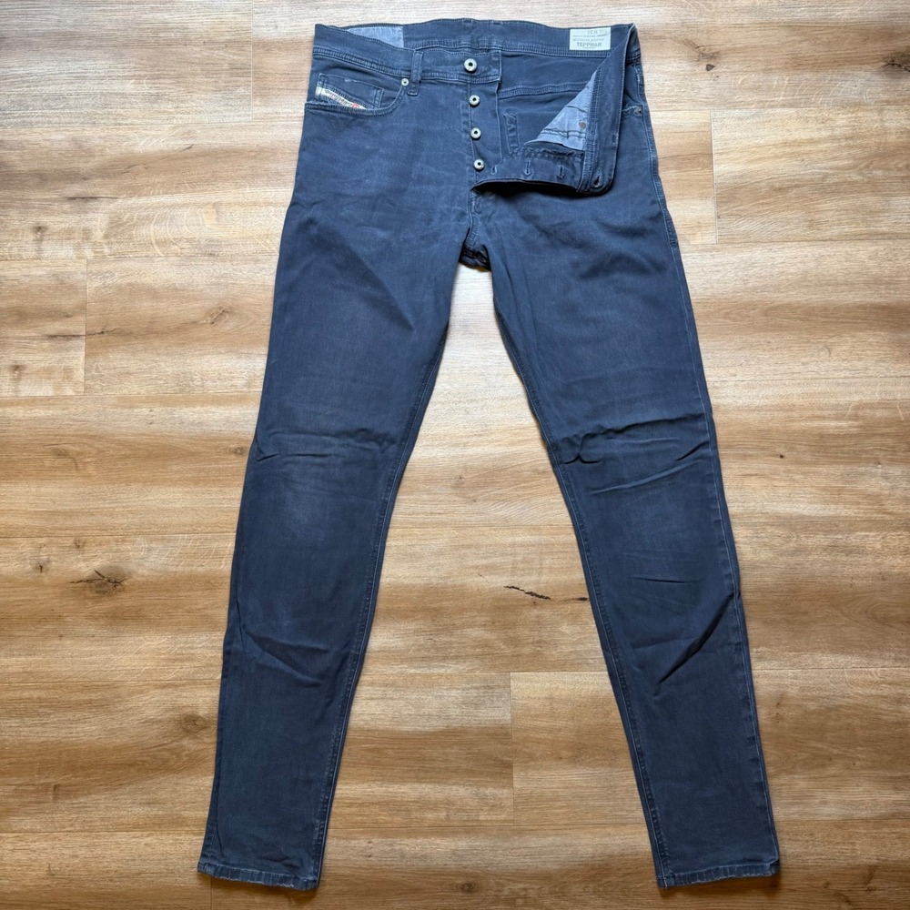 Diesel Tepphar Jeans Mens 31x34 Dark Gray Slim Carrot Stretch Denim Pants 0111D